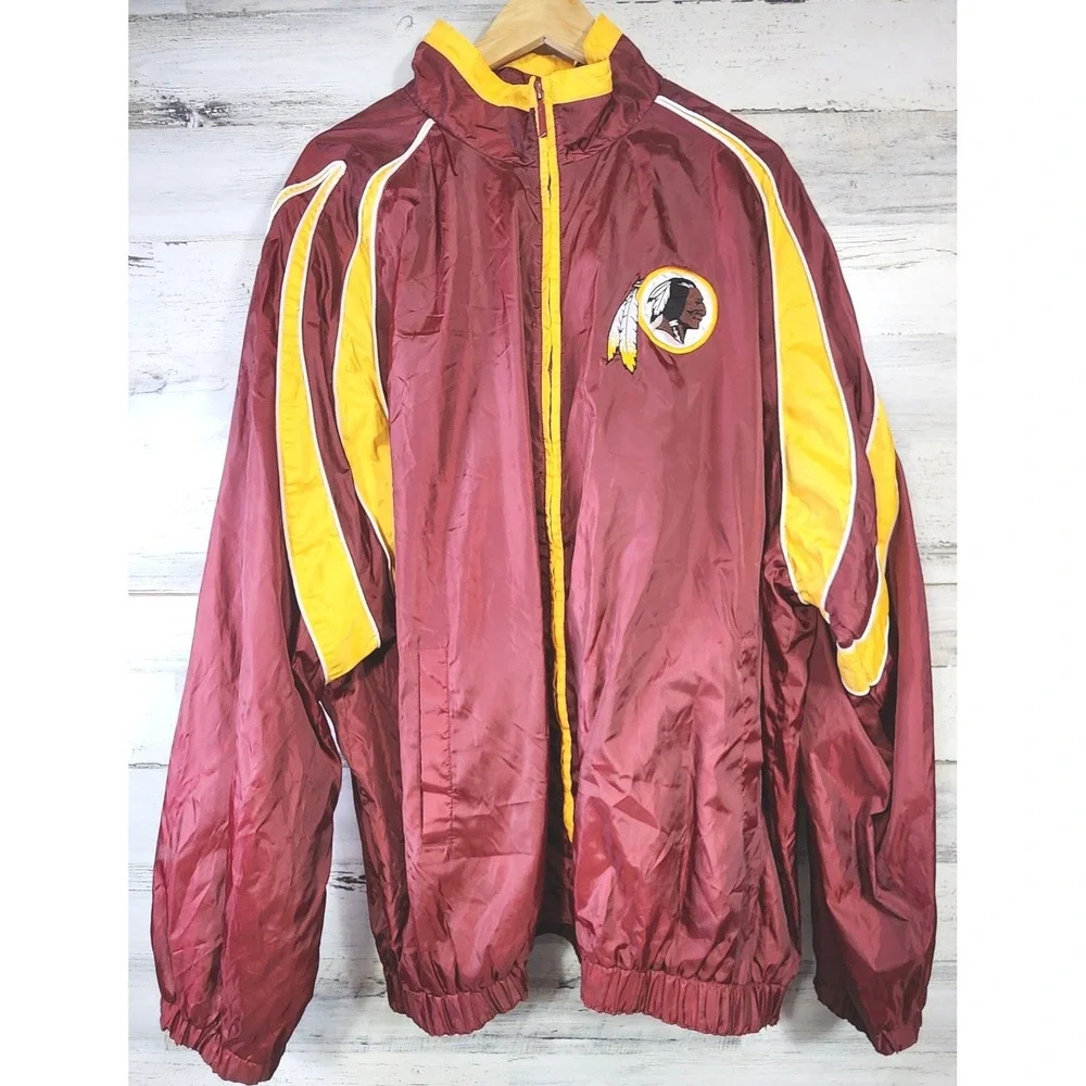 NFL Washington Redskins Windbreaker Jacket Mens 4XL Burgundy Yellow Full Zip